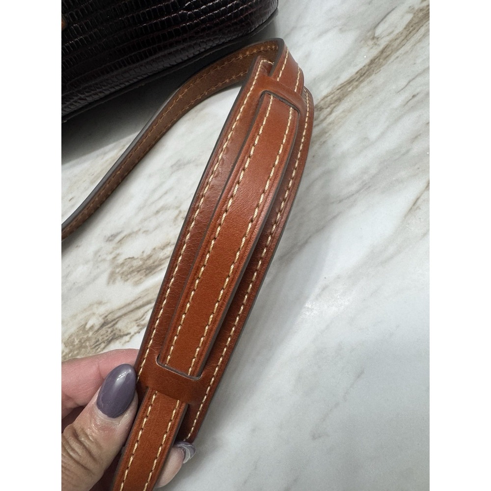 Dooney & Bourke Lizard Embossed Letter Carrier Crossbody‎ Black Red - Picture 5 of 15